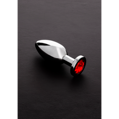 Shots Steel - Butt Plug mit Kristall - rot - mittel
