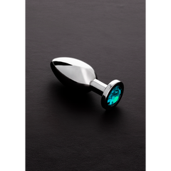 Shots Steel - Butt Plug mit Kristall - aquamarin - mittel