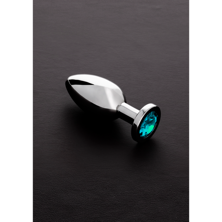 Shots Steel - Butt Plug mit Kristall - aquamarin - mittel