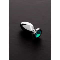 Shots Steel - Butt Plug mit Kristall - aquamarin - klein