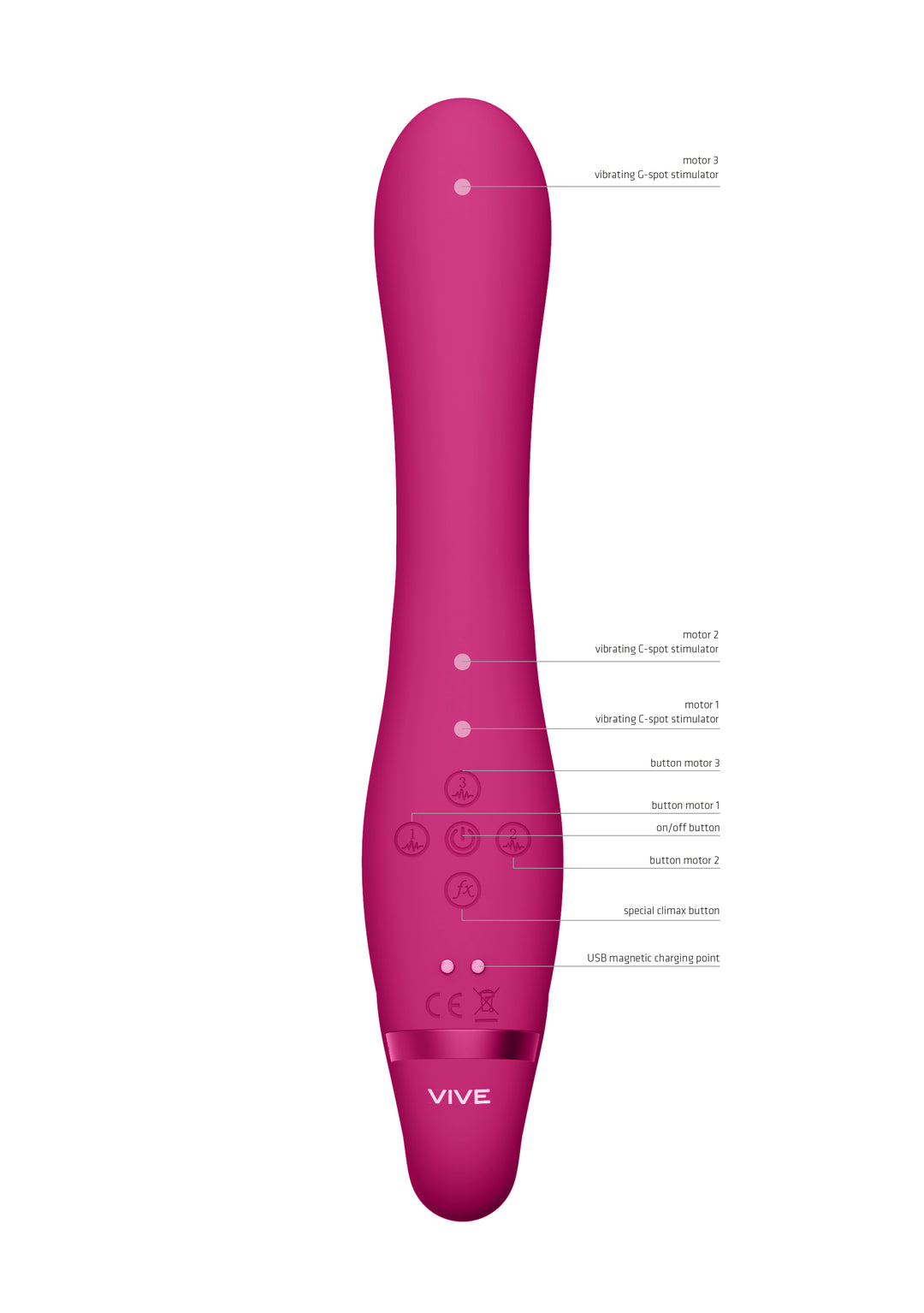 VIVE - Suki Strap-on Vibrator- pink