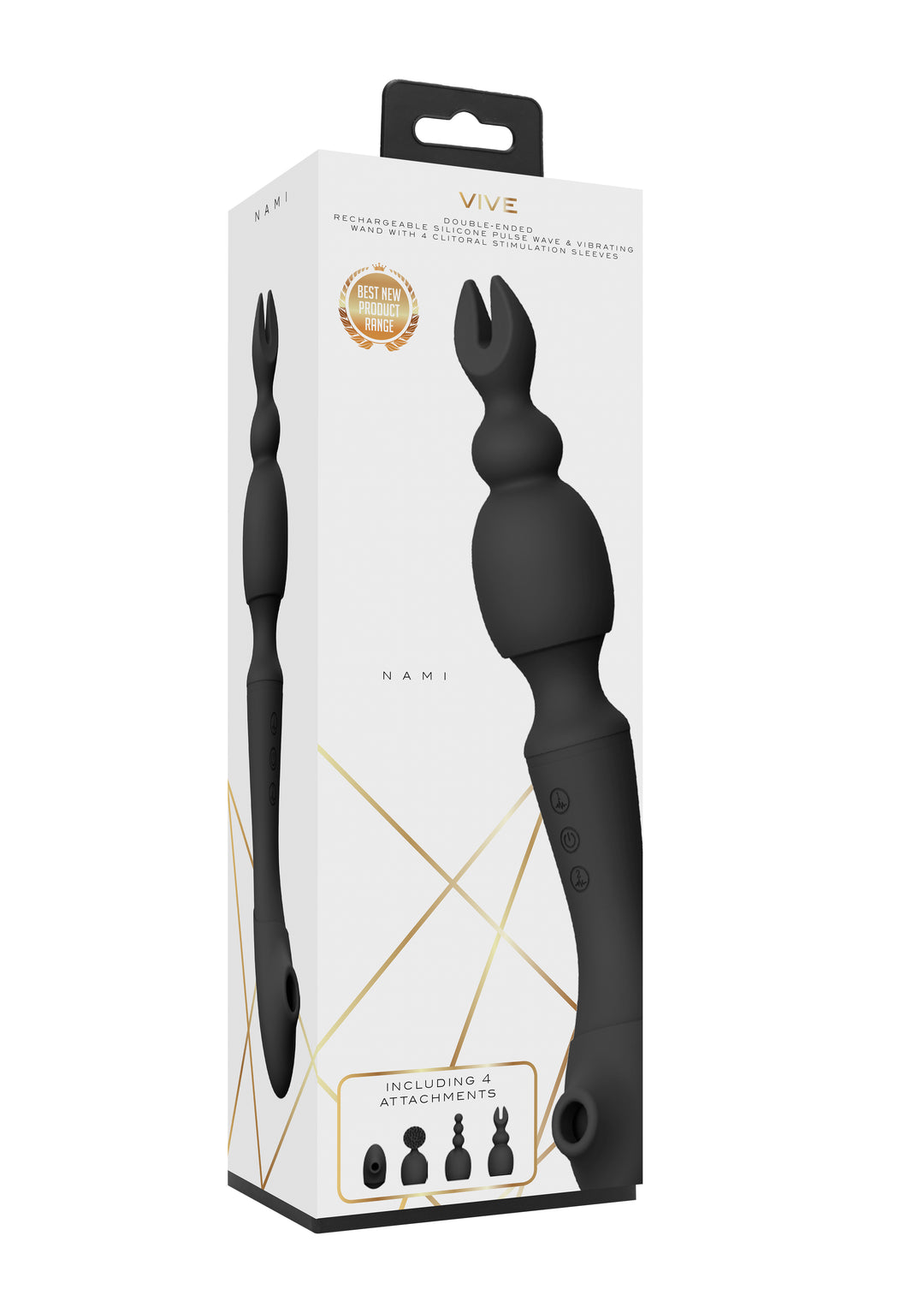 VIVE - Nami - Wand Vibrator mit Aufsätzen - schwarz