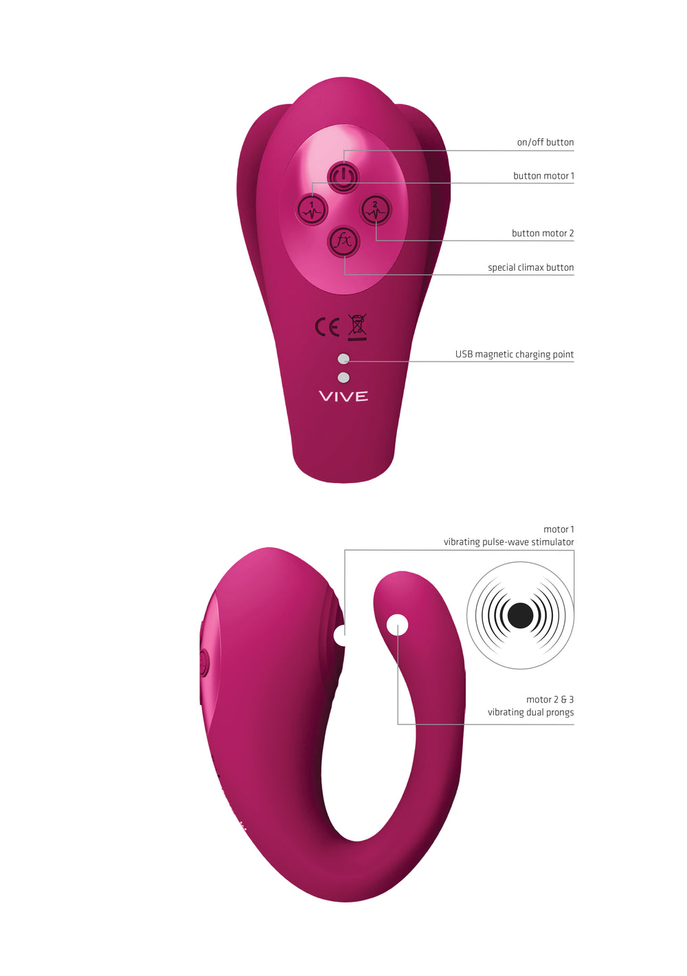 Vive Yoko Triple Action Vibrator Pink 1 – Detailaufnahme Vorderseite