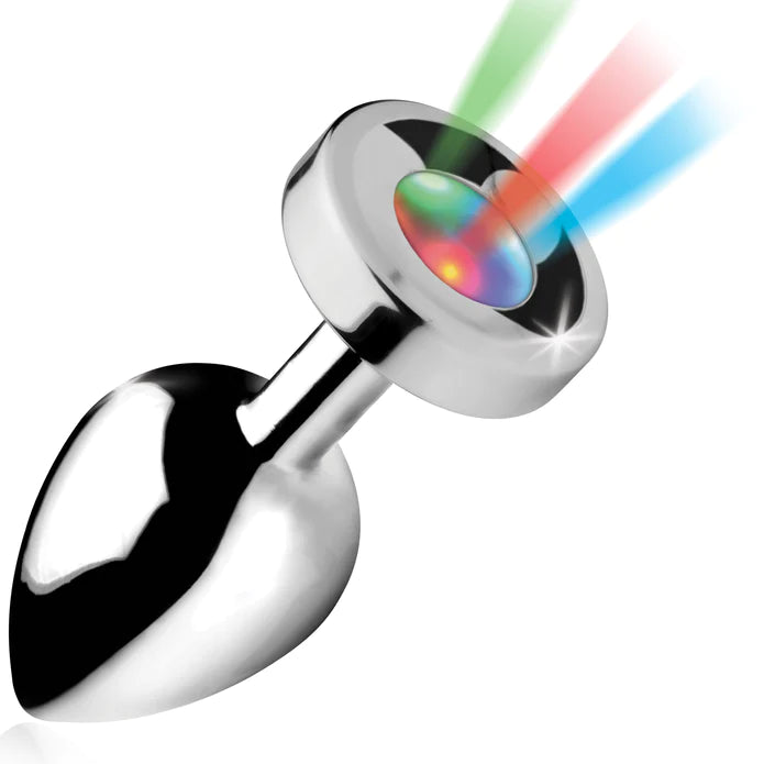 Booty Sparks Light Up Analplug Silber Groß – LED Metall-Analplug XXL
