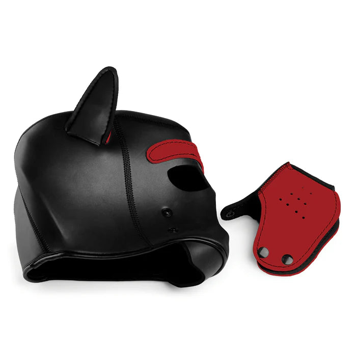 Master Series - Welpenmaske "Spike" aus Neopren rot