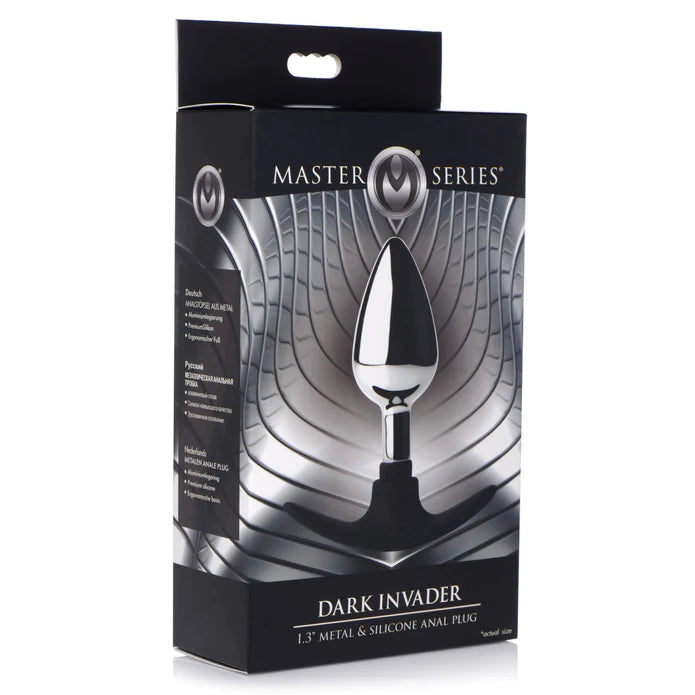 Master Series - Dark Invader Metal & Silikon Anal Plug mittel silber/schwarz