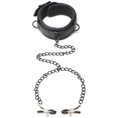 Master Series Halsband der Verführerin mit Nippelklemmen - BDSM Choker Kette Bondage Set