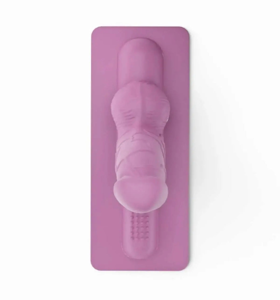 Motorbunny-Aufsatz My Friend Dick in zartem Pink, hochwertiges Silikon, realistisches Design auf elegantem Untergrund