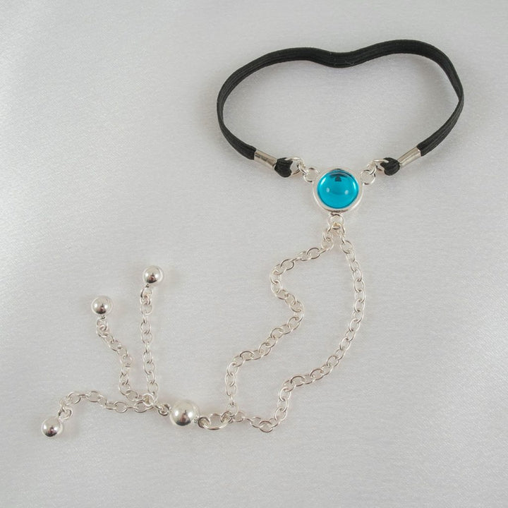 KS Silber Penis-Schmuck mit blauem Stein – Detailansicht 4