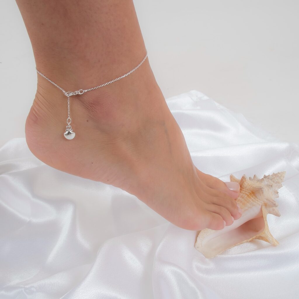 KS Fußschmuck Muschel-Anhänger Silber – verstellbar – Detailansicht 3