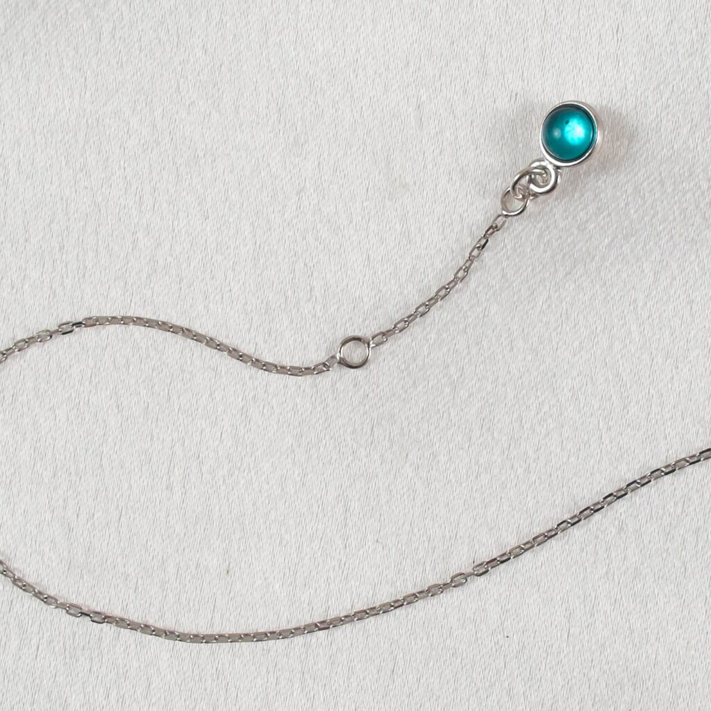 KS Fußschmuck Aquamarin – Silber-Kettchen mit Glaspendel – Produktansicht