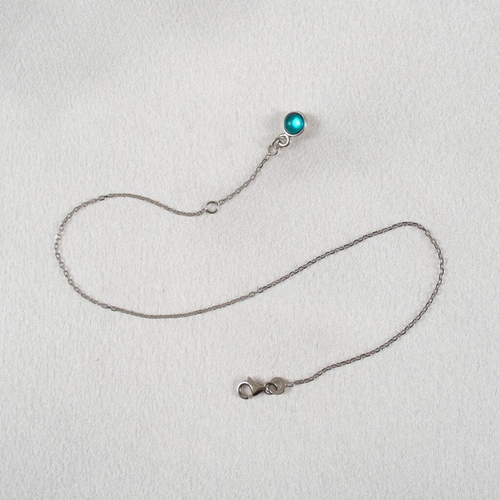 KS Fußschmuck Aquamarin – Silber-Kettchen mit Glaspendel – Detailansicht 2