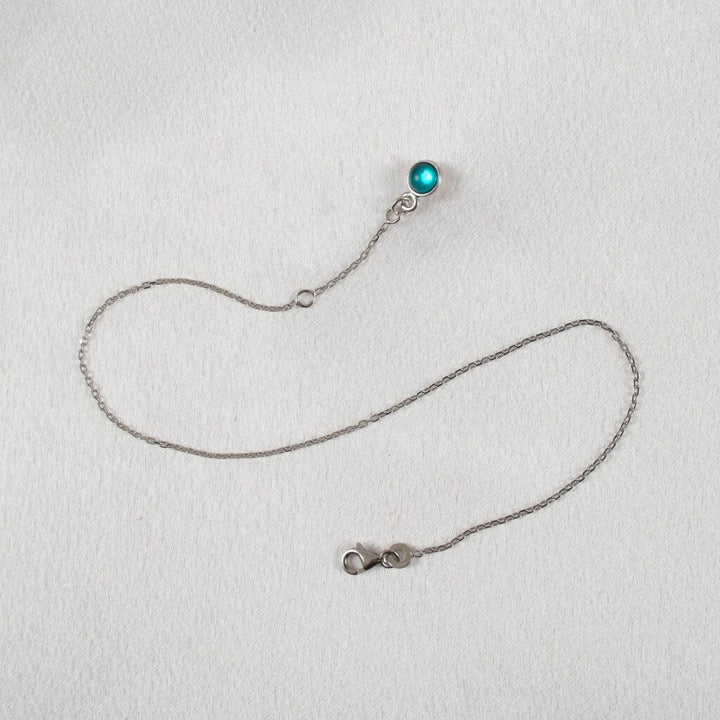 KS Fußschmuck Aquamarin – Silber-Kettchen mit Glaspendel – Detailansicht 2