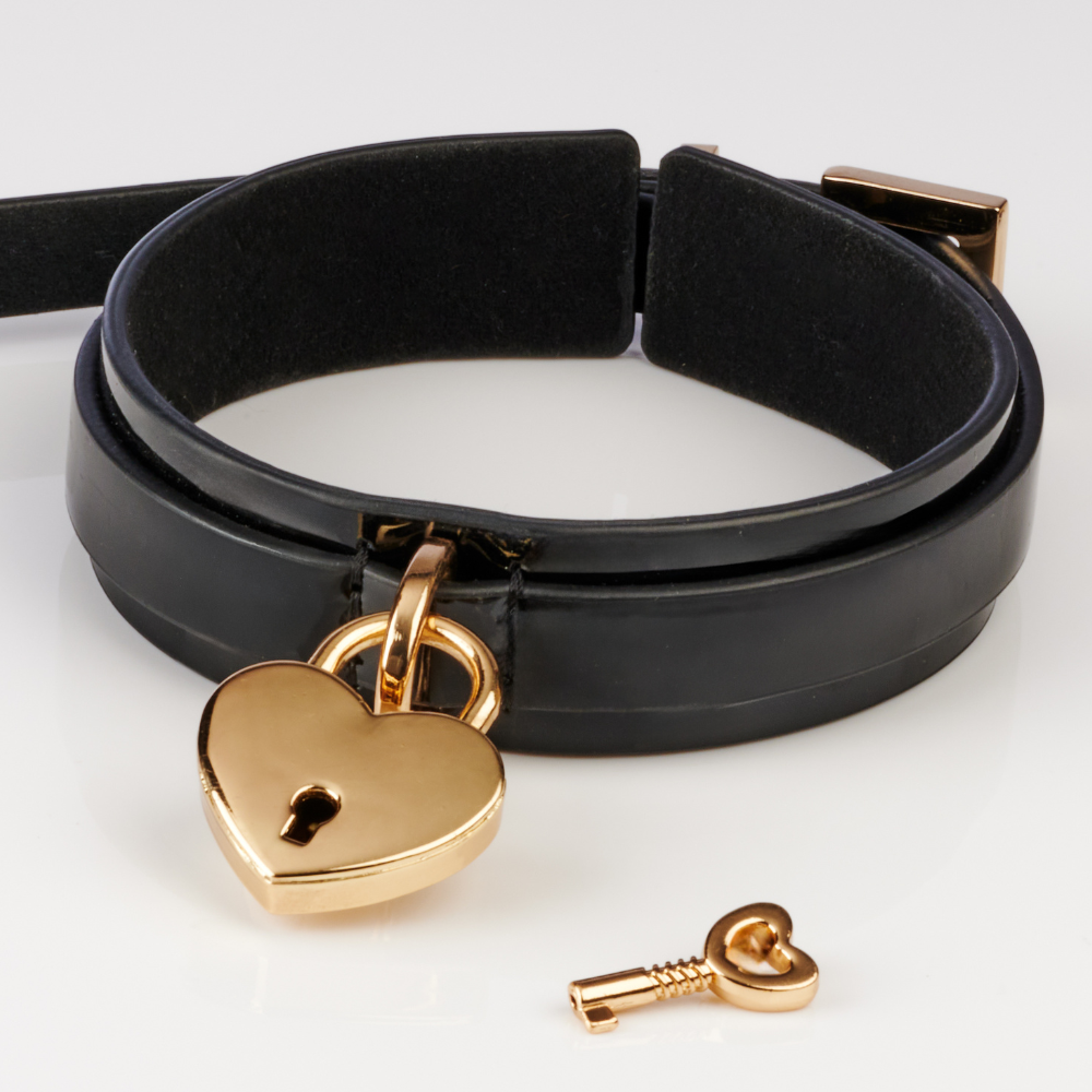 Kinky Diva Elegant Halsband-Set Schwarz/Gold – Herz