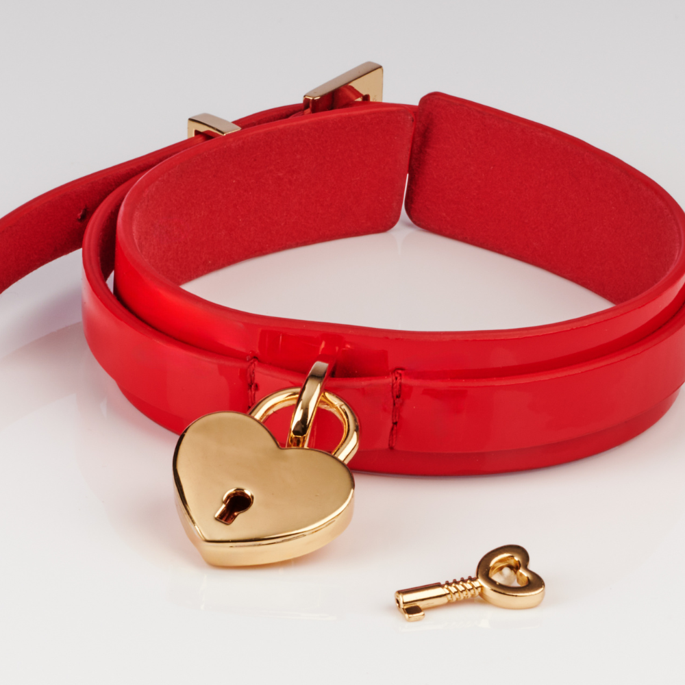 Kinky Diva Elegant Halsband-Set Rot/Gold – Herz