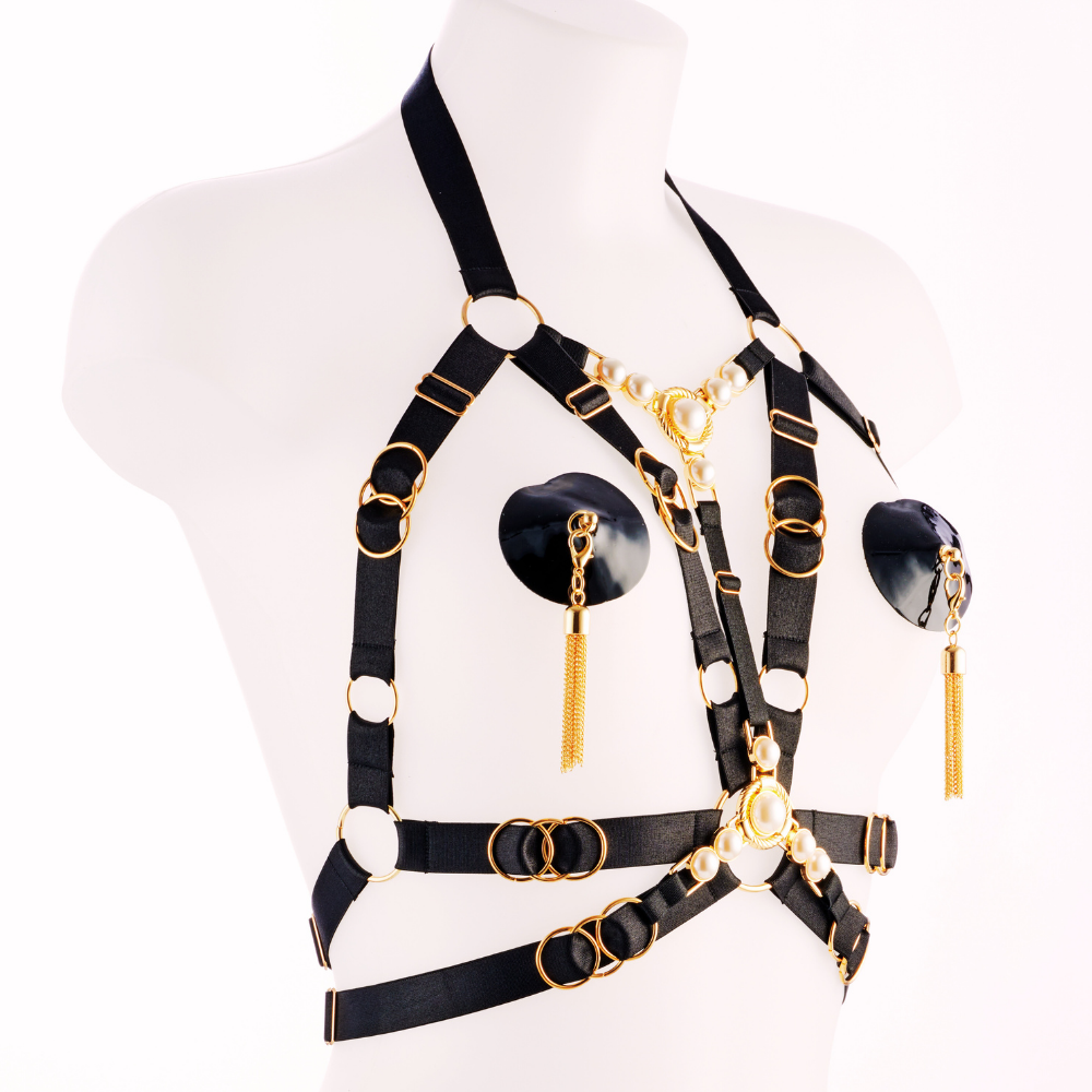 Kinky Diva FAUSTINA II Cupless Triangle-BH Deluxe mit 12 Perlen