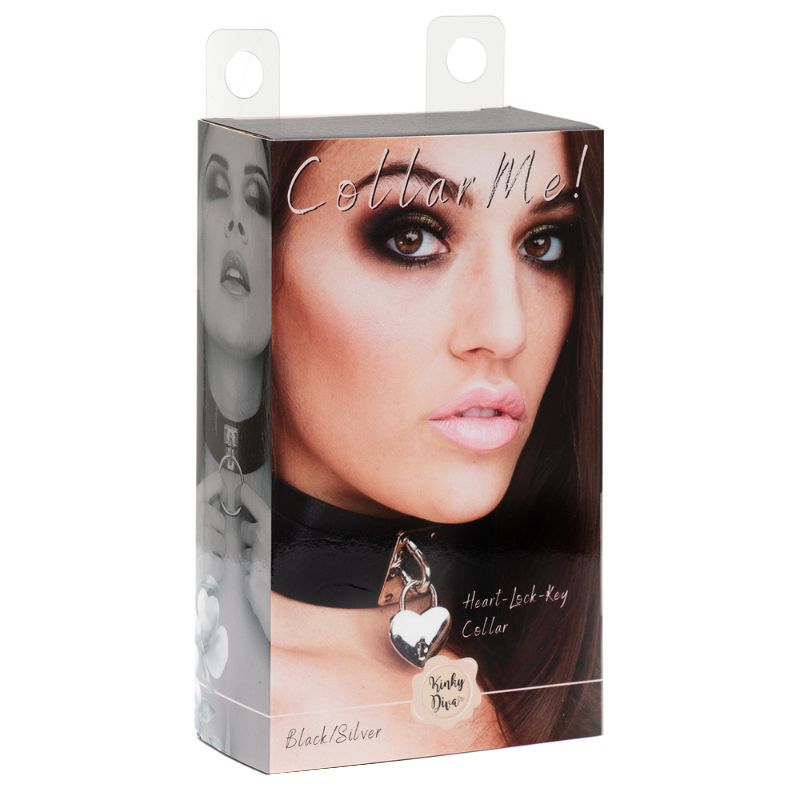 Kinky Diva Herzschloss-Halsband Schwarz/Silber – Styling