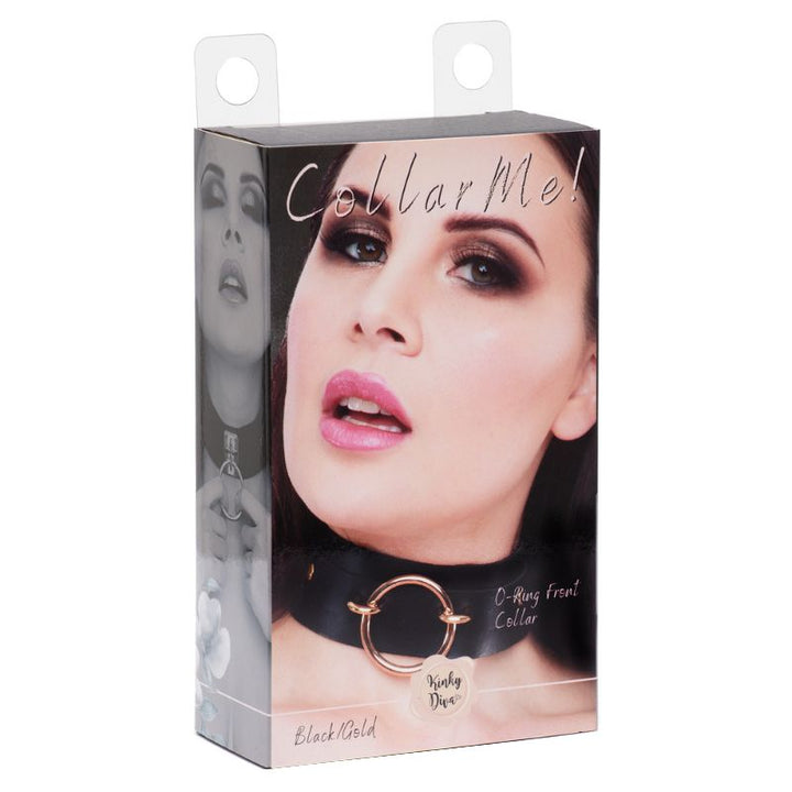 Kinky Diva O-Ring Front Halsband Schwarz/Gold – Styling