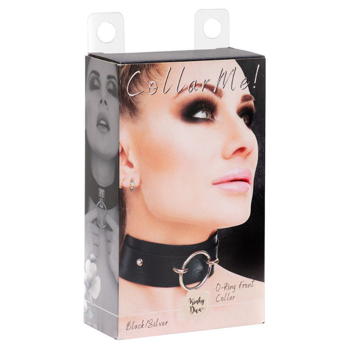 Kinky Diva O-Ring Front Halsband Schwarz/Silber – Styling