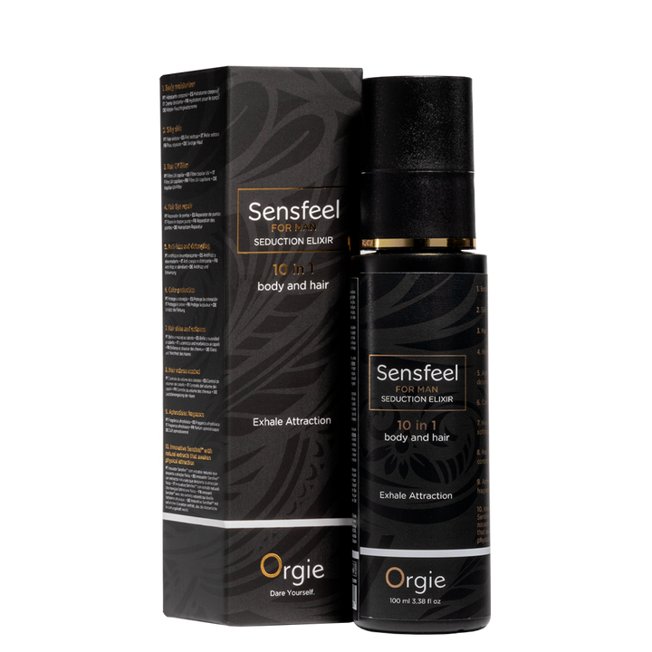 Orgie – Sensfeel Seduction Elixir 10 in 1 for Man - Pheromone Booster – Pheromon-Pflege für Körper & Haar, 100 ml – Herstellerbild 1