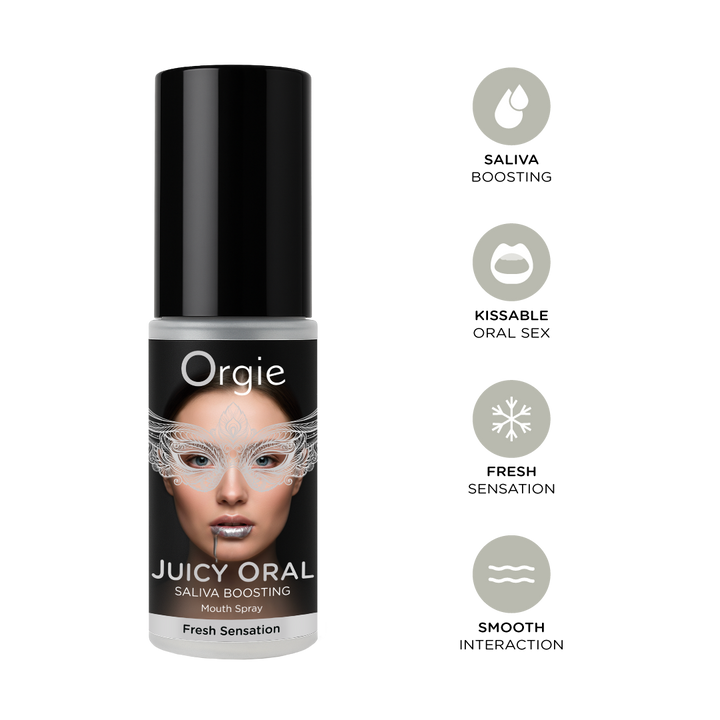 Orgie – Juicy Oral – Speichelanregendes Mundspray Minze, 15 ml – Herstellerbild 2