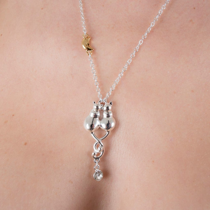 KS Katzen-Paar Anhänger – Silber Luxus-Schmuck – Detailansicht 3