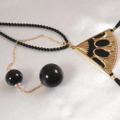 KS Schmuck-String „Fächer“ mit Geisha-Bällen Gold
