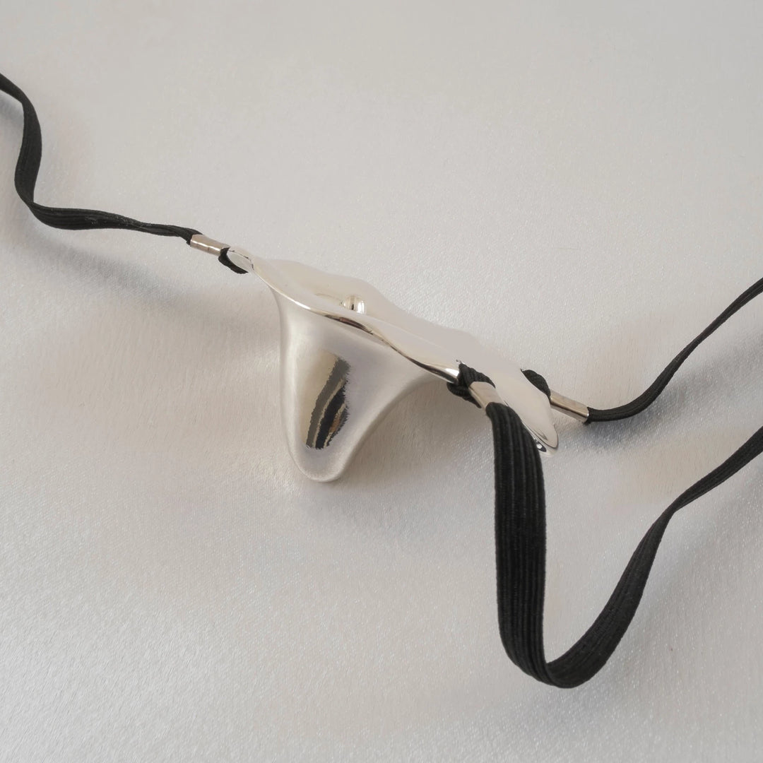 KS - String "Blumenschmuck" für vaginale Stimulation silber