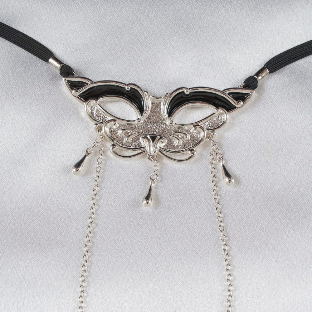 KS Schmuckstring „Katzenmaske“ Silber-Schwarz