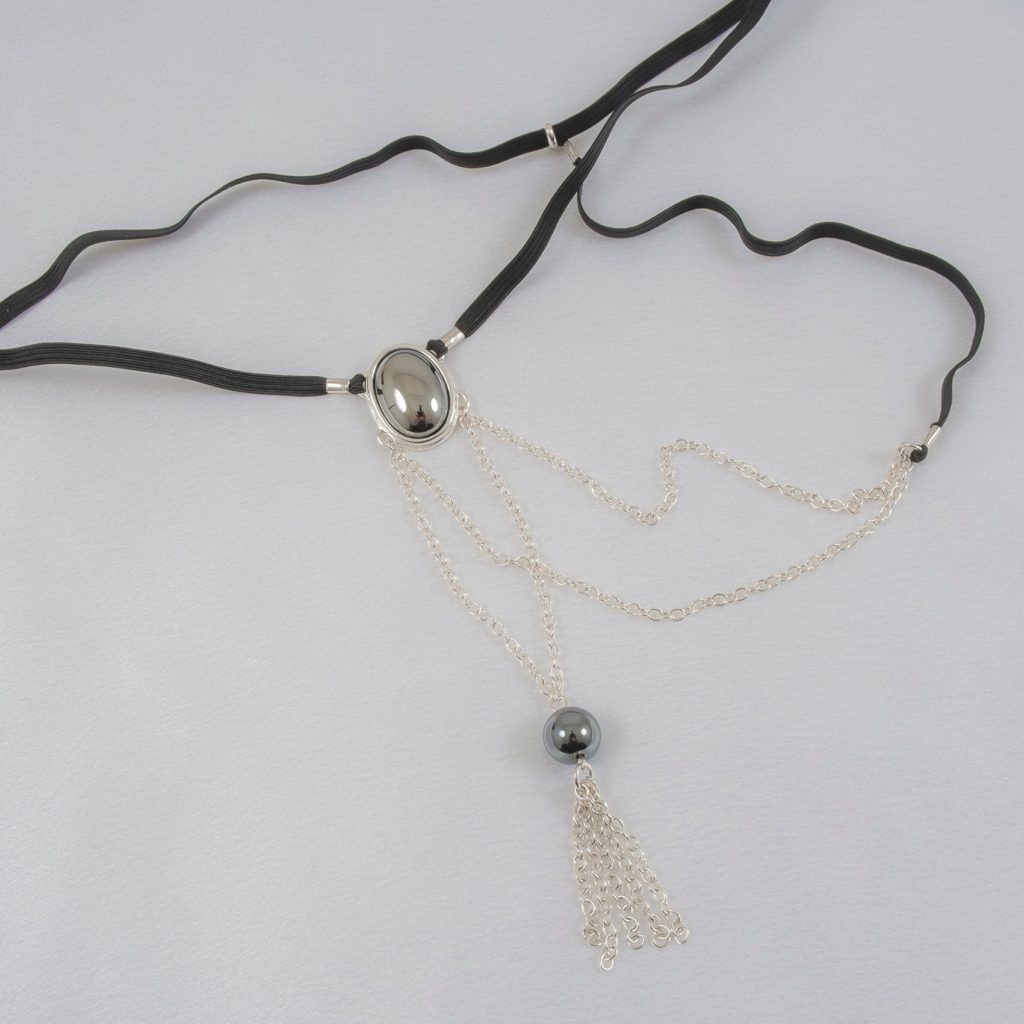 KS Silber String mit Hämatitkristall – Intimschmuck für Ihn – Detailansicht 2