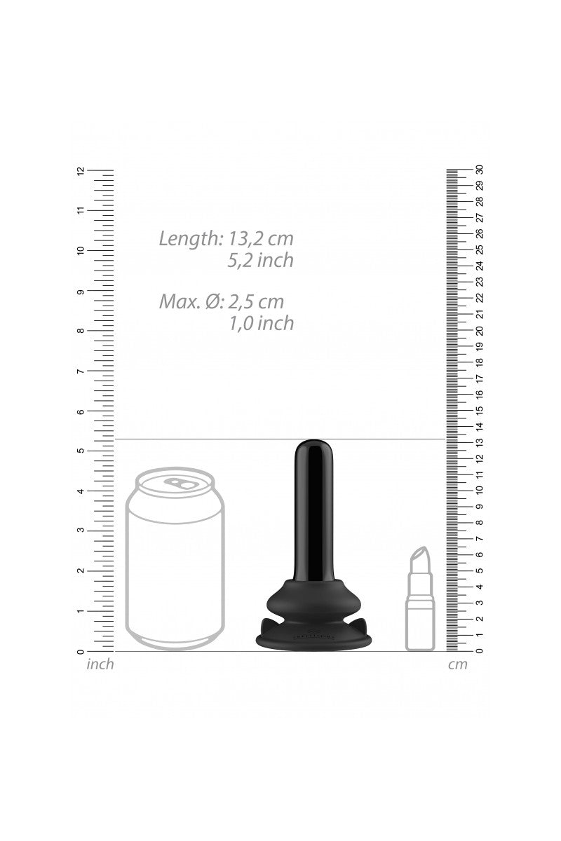 Chrystalino Thumby Glasvibrator schwarz 13,2 cm Länge 2,5 cm Durchmesser Größenvergleich Maßstab