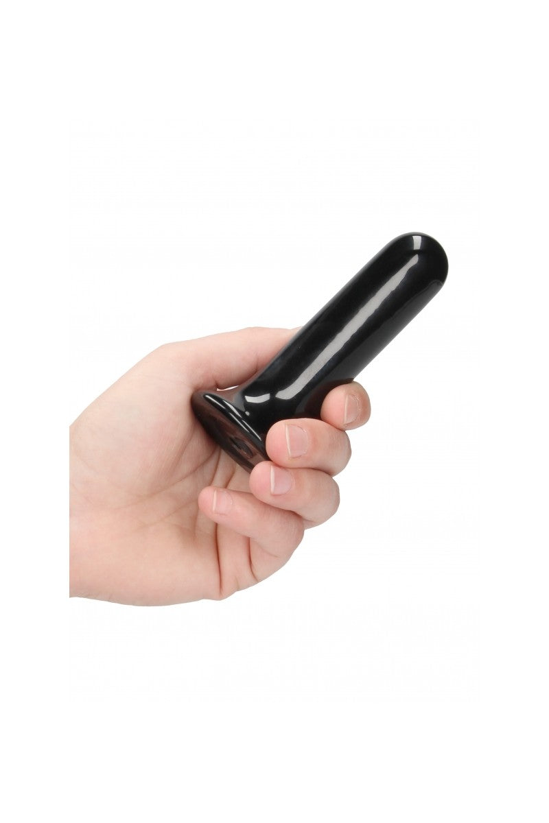 Chrystalino Thumby Glasvibrator in Schwarz – handliches Glasdildo-Design mit glattem Schaft und Standfuß
