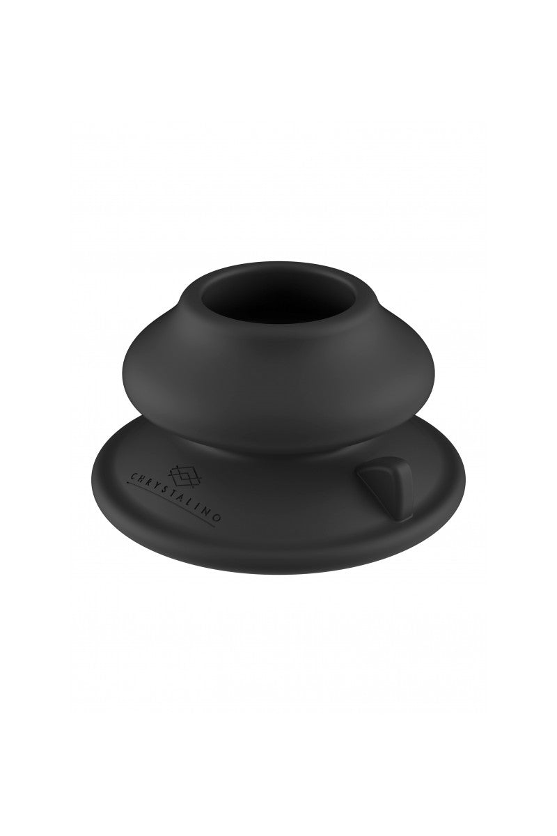 Chrystalino Thumby Glasvibrator Halterung aus schwarzem Silikon mit Fernbedienungsempfänger, matt-elegantes Finish