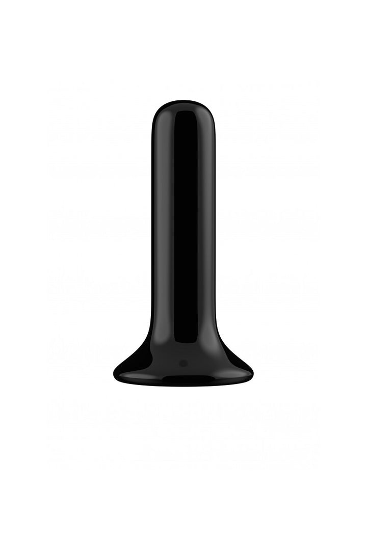 Chrystalino Thumby Glasvibrator in Schwarz – eleganter Plug aus hochwertigem Borosilikatglas mit geschwungenem Standfuß