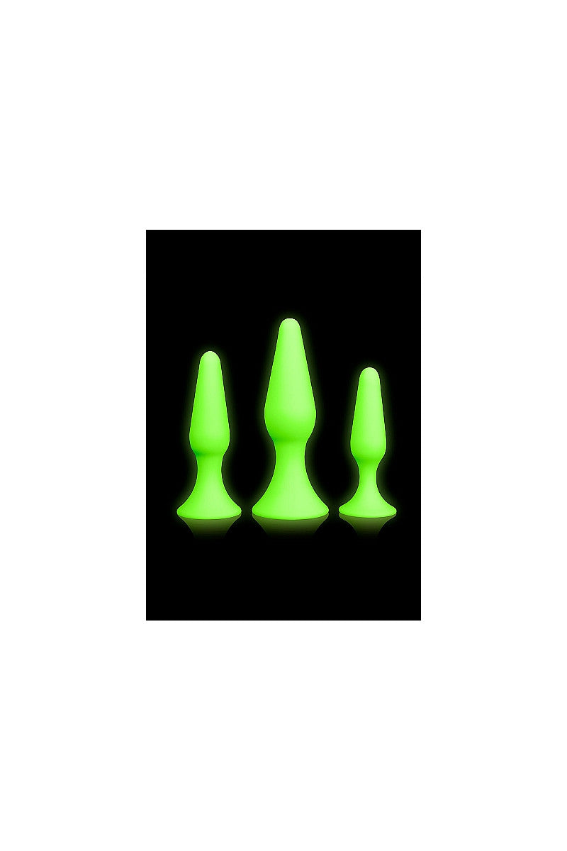 Ouch! - Set mit drei Butt Plug - Glow in the Dark